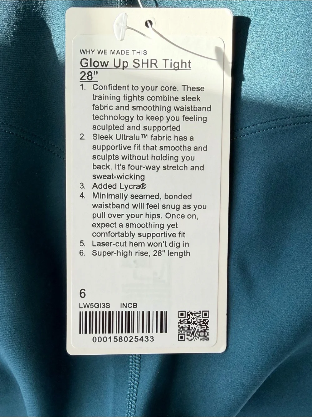 NWT lululemon Glow Up™ Super-High-Rise Tight 28”- Indochine Blue - Size 6